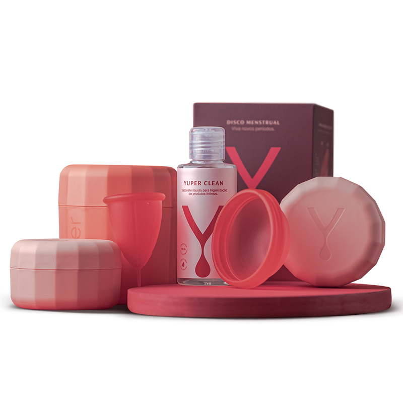 Kit Liberdade Total Transparente (Coletor + Disco + Yuper Clean + Esterilizador)