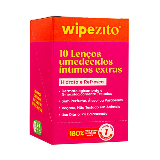 Wipezito Lenço Umedecido Íntimo Feminino Individual – Sem Perfume, pH Balanceado