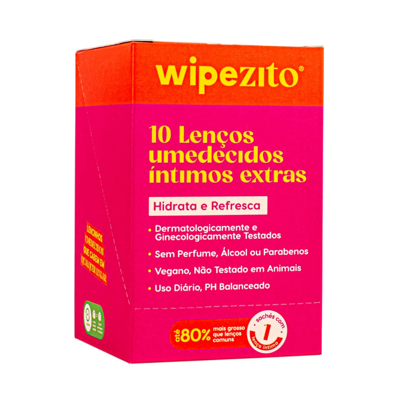 Wipezito Lenço Umedecido Íntimo Feminino Individual – Sem Perfume, pH Balanceado