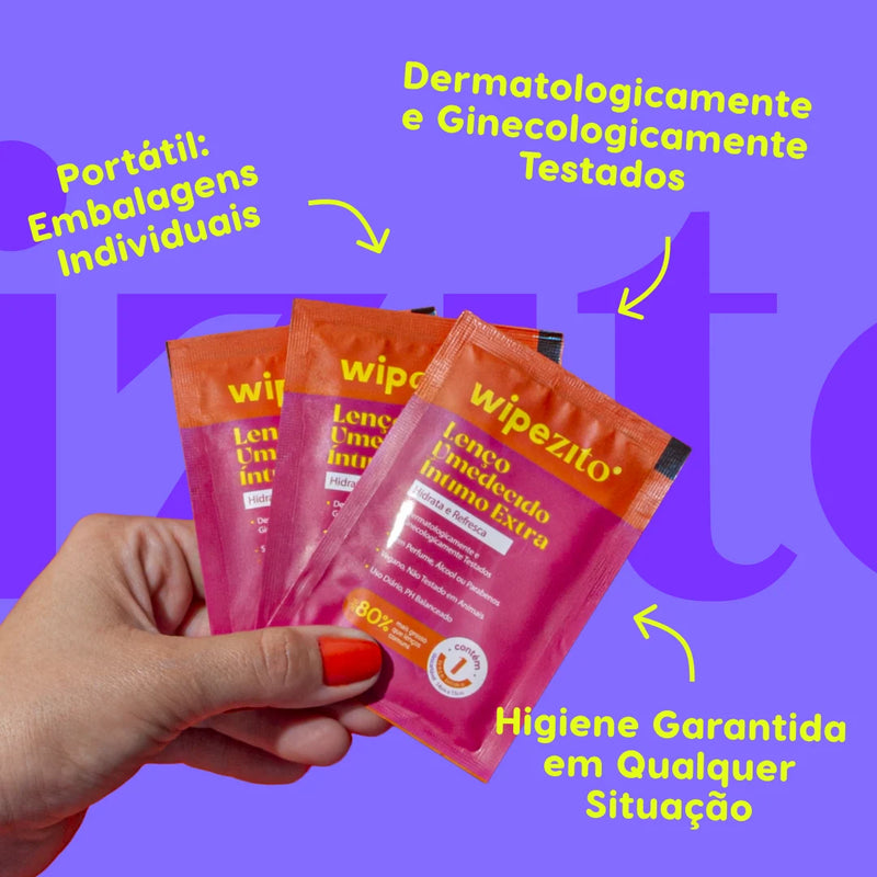 Wipezito Lenço Umedecido Íntimo Unitário – Sachê Individual Sem Perfume